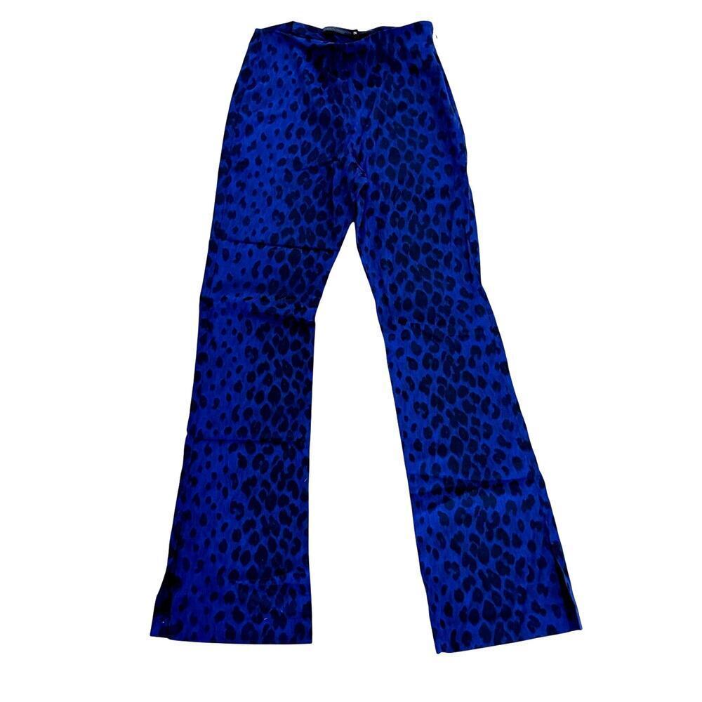 AMAZING Guess Collection Y2K VTG Navy Black Animal Print Silk Pants Women's Sz 2